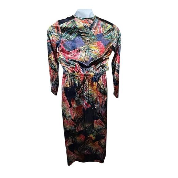 Ego Trippin’ Floral Velvet Maxi Dress Vintage Retro Vibrant XS - Picture 8 of 14